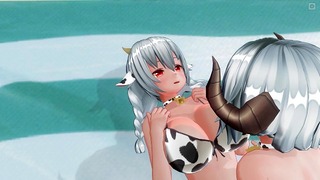 3d anime Πορνογραφία Yuri Το μωρό αγελάδας γαμάει τη φίλη της