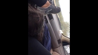 Chubby Eaten and Finger Fucked in Car