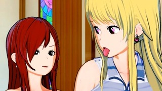 Fairy Tail - Lucy geneukt door Futanari Erza 3d Anime
