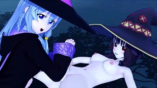 Futa Konosuba Megumin X Putující čarodějnice Elaina 3d Anime