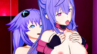 Hyperdimension Neptunia – Futanari Purple Heart X Iris Heart 3d Hentai
