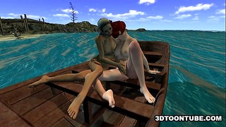 Foxy 3D Lesbian Babe Gets Licked While On A Boat