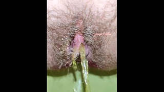 Hairy Creamy Pussy Pissing Loudly In The Toilet