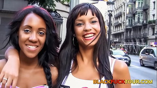 Dreier mit geilen schwarzen Latina-Freundinnen in Barcelona