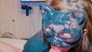 Babysitter Sucks Off Boss While He Watches Lesbian Porn