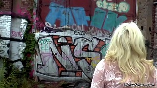 Domme Made Blonde Subs Kissing Outdoor