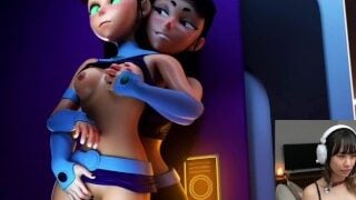 Sneaky… Lesbian Starfire And Blackfire With Raven Teen Titans Hentai Anime