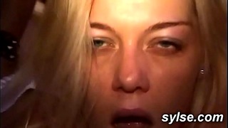 Young lesbian initiated into dildo, strapon, orgy and gangbang
