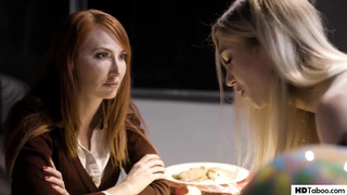 Lesbian sex with teacher and desperate schoolgirl and MILF