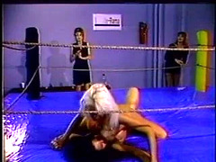 Hot lesbian foursome wrestling match