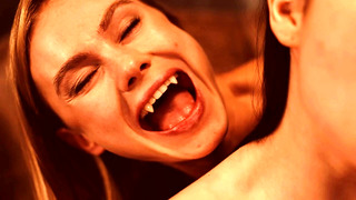 Matty Mila offers her neck to Blonde Vampire Nancy Ace – Sexy Gothic Lesbian Domination with Red Bites