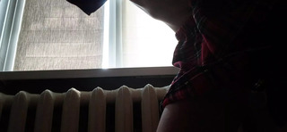Girl in school uniform masturbates hot