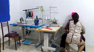 intense seduction in the sewing workshop
