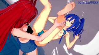 Chris Yukine and Cagliostro and Tsubasa Kazanari and Kanade Amō intense lesbian play and futanari sex. – Symphogear Hentai